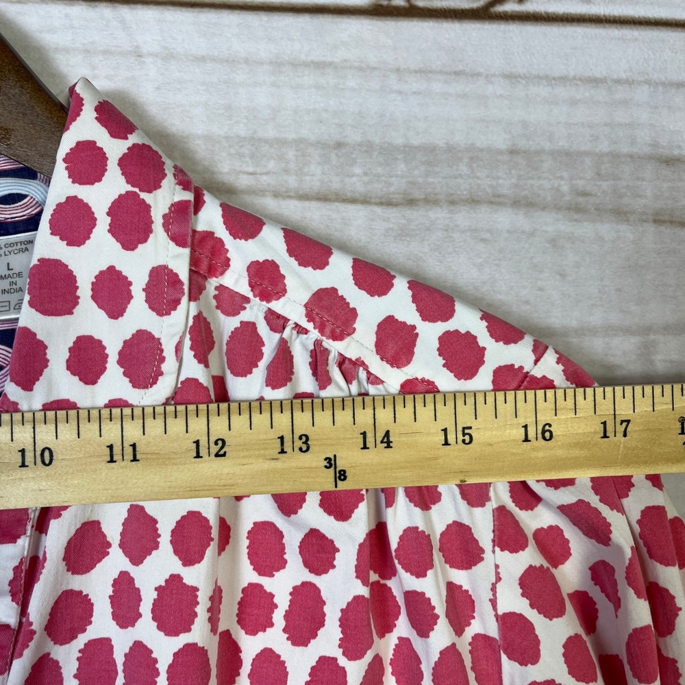 Tizzie Pink Dot Tunic Shirt Dress 3/4 Sleeve V Neck Women's coverup resort L - Picture 15 of 15